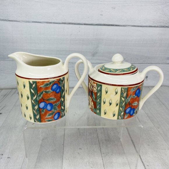 PTS international Interiors PROVENCE Fruit Porcelain Lid Sugar Bowl Creamer Set - Picture 4 of 16